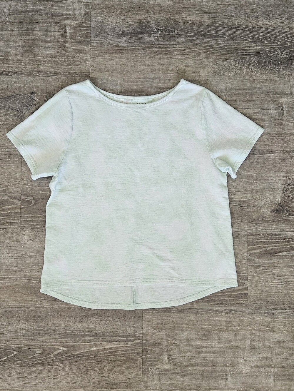 Athleta Soft Slub Knit Tie-Dye Top Loungewear Athleisure 98% Cotton Mint Green L